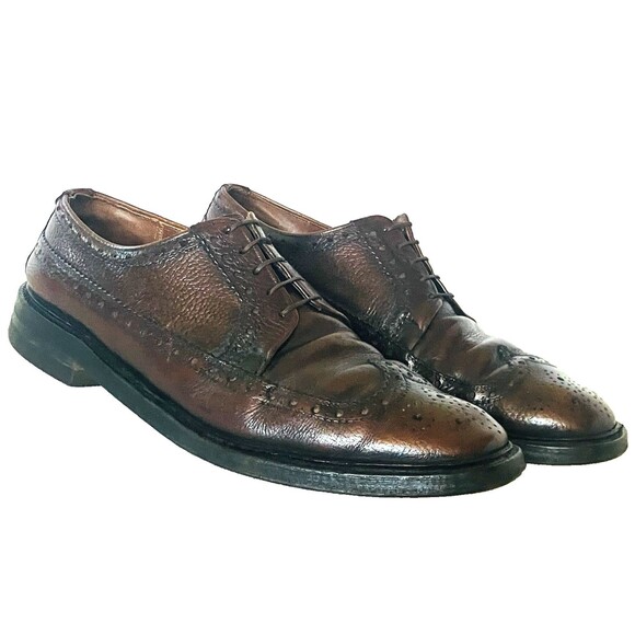 Goodyear Welt Vtg Wingtip Shoes Benchmade 457102 Brogue Derby Brown Leather 11 main image 10